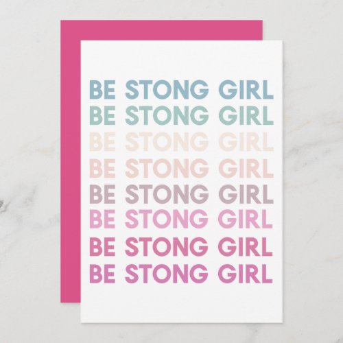 Modern Colorful Be Strong Girl Inspiration Phrase Holiday Card