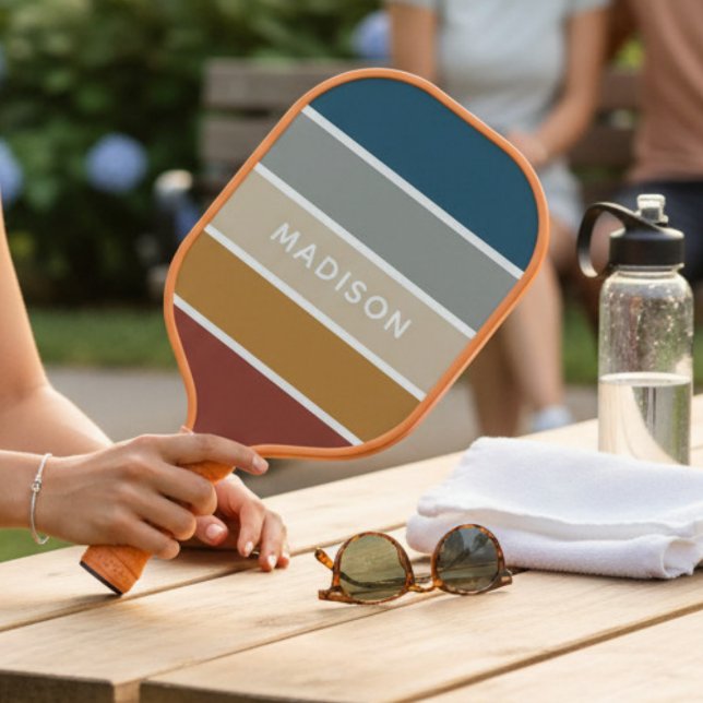 Modern Colorful Beach Colorblock Personalized Name Pickleball Paddle (Creator Uploaded)