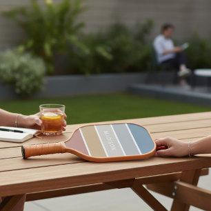 Modern Colorful Beach Colorblock Personalized Name Pickleball Paddle