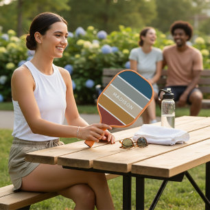 Modern Colorful Beach Colorblock Personalized Name Pickleball Paddle
