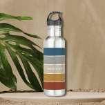 Modern Colorful Beach Colorblock Personalized Name Stainless Steel Water Bottle<br><div class="desc">This colorful and modern design features a color block pattern in blue and brown with your personalized name #waterbottles #drinkware #personalizedgifts</div>
