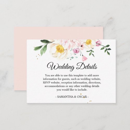 Modern Colorful Beauty Watercolor Flowers Enclosure Card