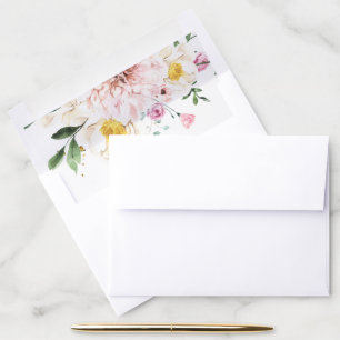 Modern Colorful Beauty Watercolor Flowers Envelope Liner