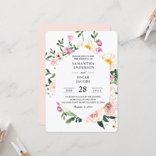 Modern Colorful Beauty Watercolor Flowers Invitation