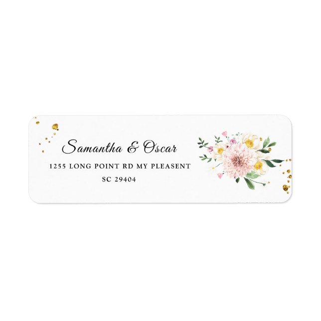 Modern Colorful Beauty Watercolor Flowers Label (Front)