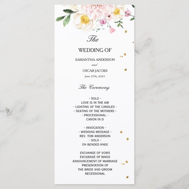 Modern Colorful Beauty Watercolor Flowers Menu (Front)