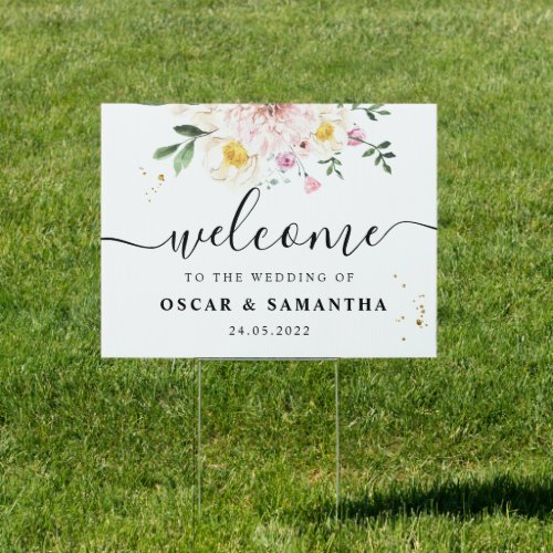 Modern Colorful Beauty Watercolor Flowers Sign