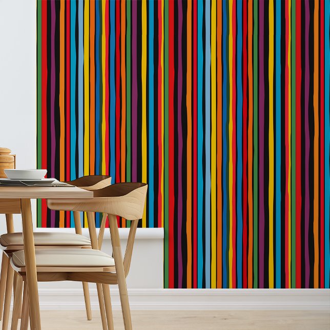 Modern Colorful Black Multicolor stripes Wallpaper (Creator Uploaded)