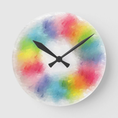 Modern Colorful Blank Template Abstract Rainbow Round Clock