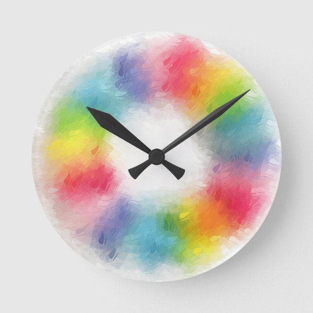 Modern Colorful Blank Template Abstract Rainbow Round Clock (Front)
