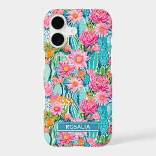 Modern Colorful Blooming Cacti Personalized iPhone 17 Case