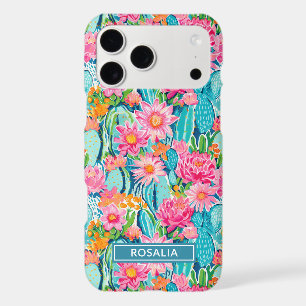 Modern Colorful Blooming Cacti Personalized iPhone 17 Pro Max Case