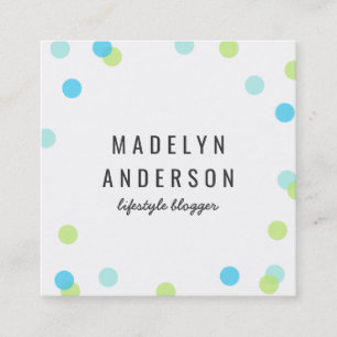 Modern Colorful Blue Aqua Green Confetti Square Business Card