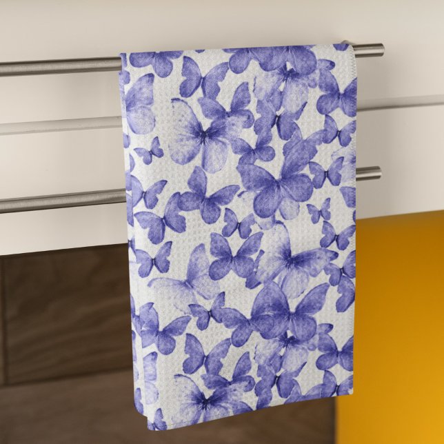 Modern Colorful Blue Butterflies Kitchen Towel (Creator Uploaded)