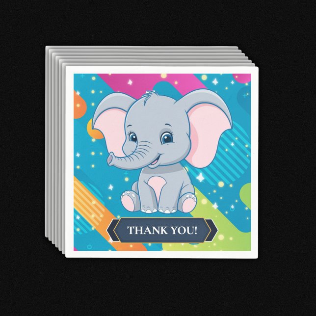 Modern Colorful Blue Elephant Baby Shower Napkins (Creator Uploaded)