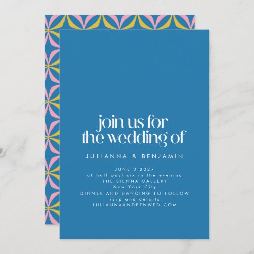 Modern Colorful Blue Geometric Simple Wedding Invitation