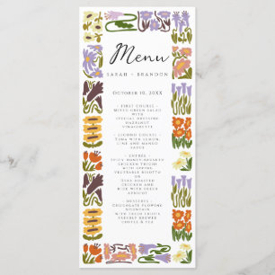 Modern Colorful Boho Chic Wedding Menu