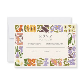 Modern Colorful Boho Chic Wedding RSVP Card
