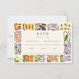 Modern Colorful Boho Chic Wedding RSVP Card