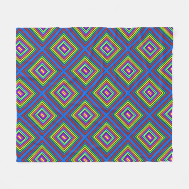Modern colorful boho square geometric pattern  fleece blanket (Front (Horizontal))