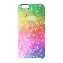 Modern Colorful Bokeh Glitter Gold Circle Accent Clear iPhone 6/6S Case