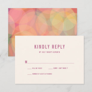 Modern Colorful Bokeh Lights Lavender Wedding RSVP Card