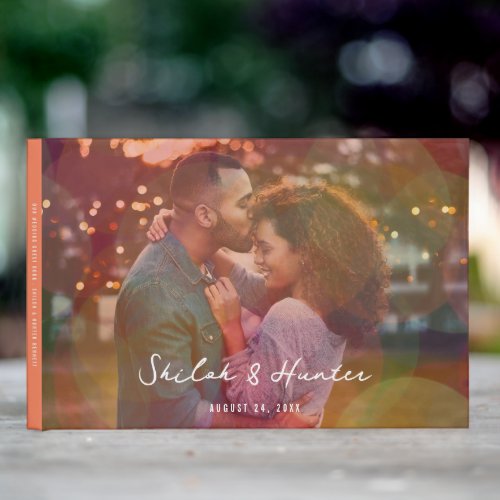 Modern Colorful Bokeh Overlay Photo Wedding Guest Book