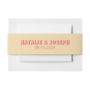 Modern Colorful Bold Bright Retro Unique Wedding Invitation Belly Band