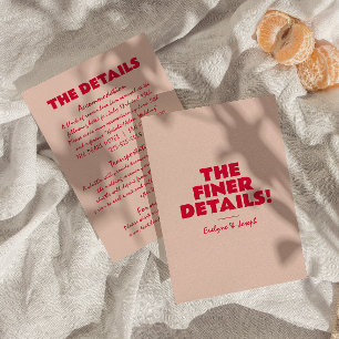 Modern Colorful Bold Bright Unique Wedding Details Enclosure Card