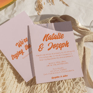 Modern Colorful Bold Fun Colorful Retro Wedding Invitation
