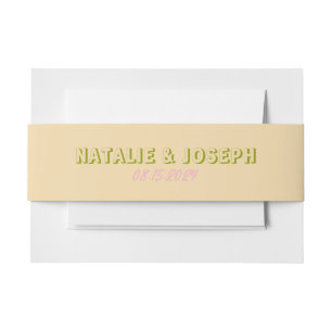 Modern Colorful Bold Fun Retro Unique Wedding Invitation Belly Band
