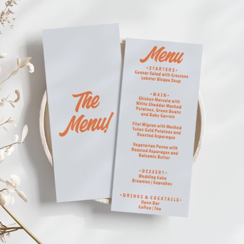 Modern Colorful Bold Funky Retro 70s Wedding  Menu