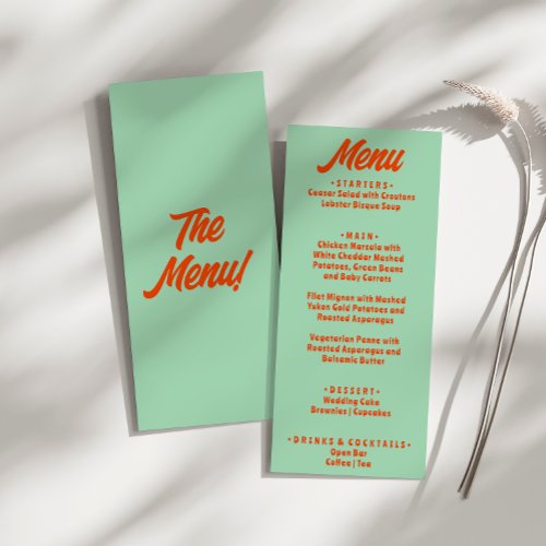 Modern Colorful Bold Funky Retro Groovy Wedding  Menu