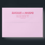 Modern Colorful Bold Retro Bright Funky Wedding Envelope<br><div class="desc">A retro modern hand written bright colorful wedding envelope. Which features bold  bride and groom's names in red magenta color. And  personalized return address .  On simple blush pale vintage color background. Which suits the whole wedding suite.</div>