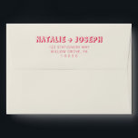 Modern Colorful Bold Retro Bright Funky Wedding Envelope<br><div class="desc">A retro modern hand written bright colorful wedding envelope. Which features bold  bride and groom's names in red magenta color. And  personalized return address .  On simple beige creamy vintage color background. Which suits the whole wedding suite.</div>