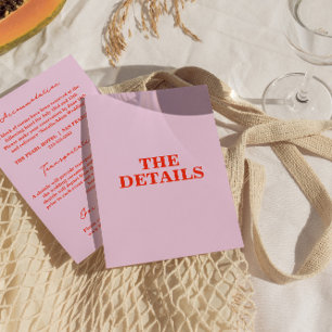 Modern colorful Bold Retro Funky Wedding Details Enclosure Card