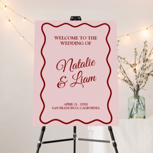 Modern Colorful Bold Retro Funky Wedding Welcome   Foam Board