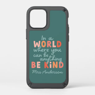 Modern colorful bold typography be kind teacher sp speck iPhone 12 mini case