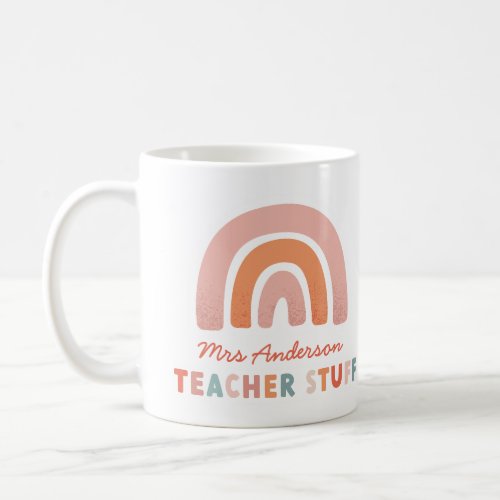 Modern colorful bold typography rainbow teacher mu coffee mug