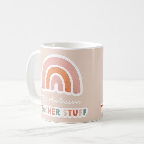 Modern colorful bold typography rainbow teacher mu coffee mug