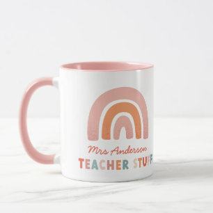 Modern colorful bold typography rainbow teacher mug