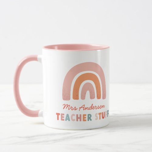 Modern colorful bold typography rainbow teacher mug