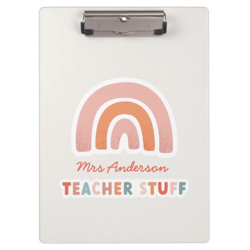 Modern colorful bold typography rainbow teacher no clipboard