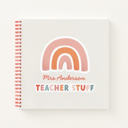 Modern colorful bold typography rainbow teacher notebook
