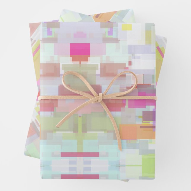 Modern Colorful & Bright Abstract Geometric Art Wrapping Paper Sheets (In situ)
