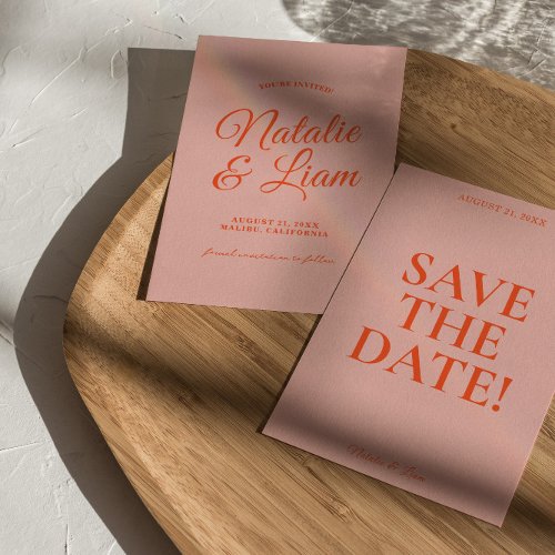 Modern Colorful Bright Funky Bold Retro Wedding    Save The Date