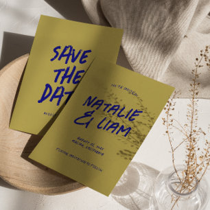 Modern Colorful Bright Funky Grunge Retro Wedding Save The Date