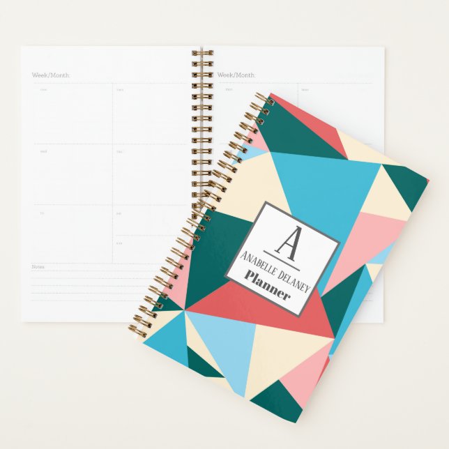 Modern Colorful Bright Geometric Personalized Planner (Display)