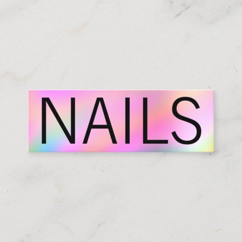 Modern colorful bright holographic nail artist mini business card