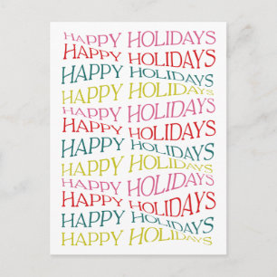 Modern Colorful Bright Typography Happy Holidays Holiday Postcard